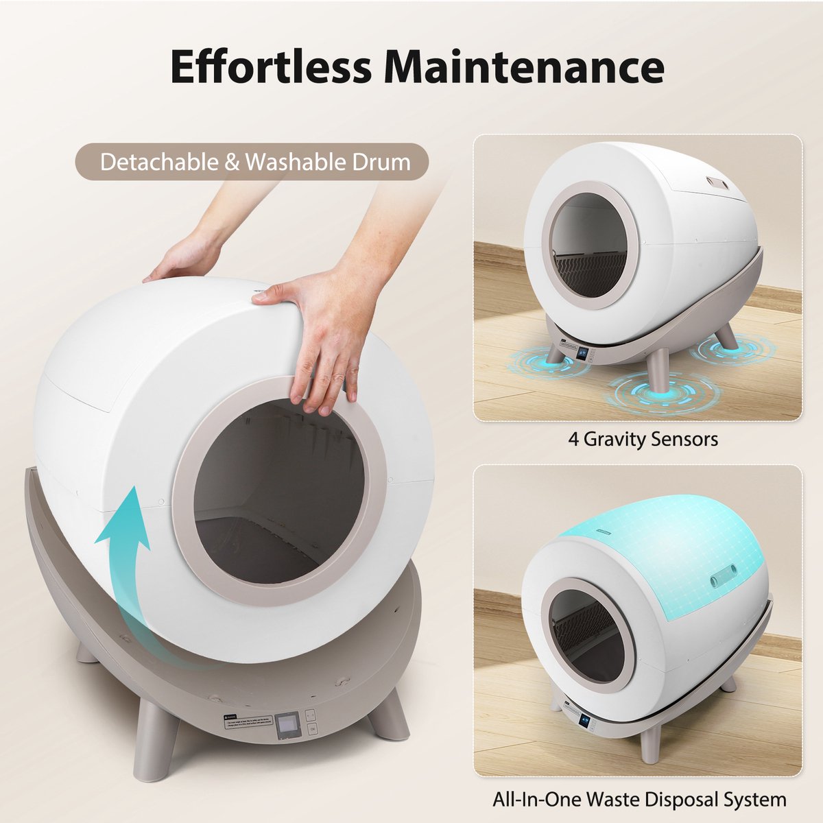 Nobleza Automatische Kattenbak XXL - 80L - Zelfreinigende Kattenbak - Incl. App