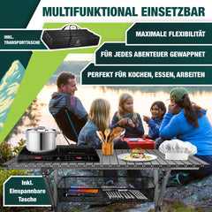 KESSER® Campingtafel Opvouwbaar - Verstelbaar - 145x70 cm - Antraciet •