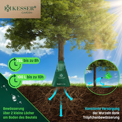 KESSER® Waterzak Boom - Druppelirrigatie - Druppelsysteem Boom - Irrigatiesysteem vor Bomen Bewateringssysteem - Waterzak voor bomen – UV-bestendig – Uitbreidbaar