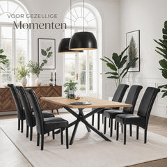 Eetkamerstoelen - Set van 4 - Kunstleer - Zwart - Tectake®