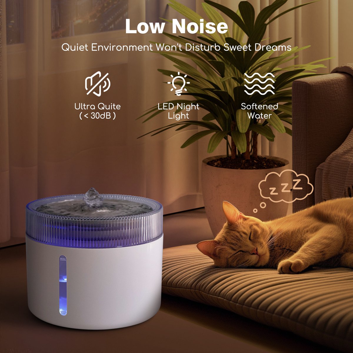Nobleza Drinkfontein Kat - Kattenfontein - Drinkbak Kat - Waterdispenser Kat - 2L - wit •