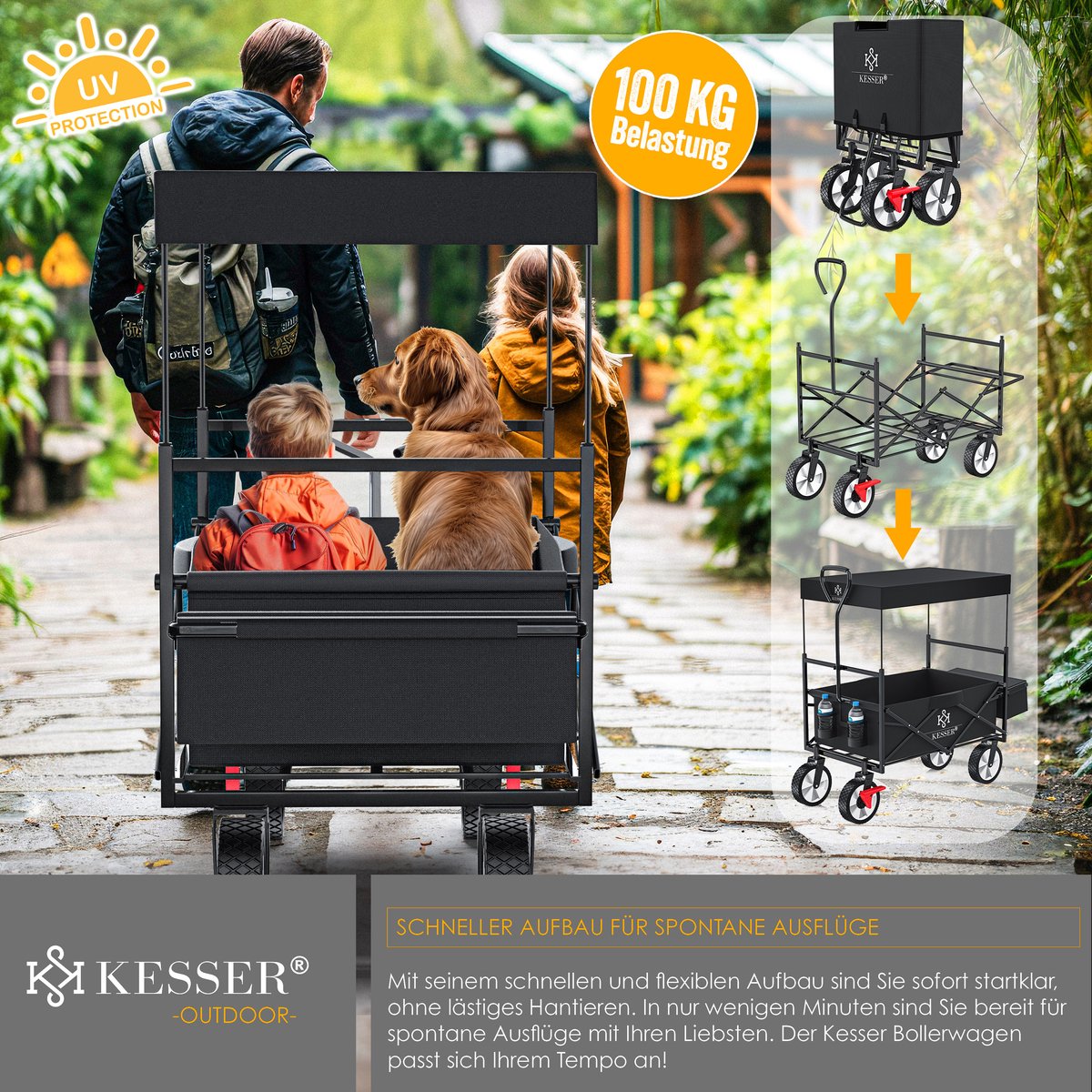 KESSER® Bolderkar - Opvouwbaar - Bolderwagen - Zwart
