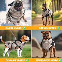 LOVPET® Hondenjas Hondenvacht met Harnas Waterafstotend, incl. 45 Stuks Poepzak + Dispenser, Winter Vest Hond Waterdicht Gevoerd, Gewatteerd Vest Met Borstband, Reflectoren, D-Ring - Beige / XL