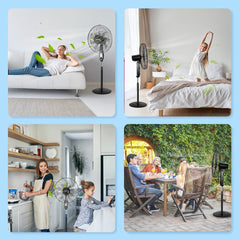 Aigostar Carr - Statiefventilator - 9 bladen - Ventilator Staand - Afstandsbediening - Ø 41cm - 60W - Staande Ventilator - Zwart