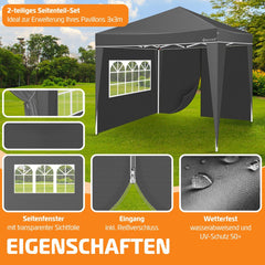 KESSER® Zijwand voor paviljoen - 3x3m - Antraciet