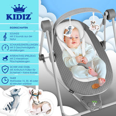 Wipstoel - Babyschommel - Baby Swing -  max 9kg - Antraciet - KIDIZ®