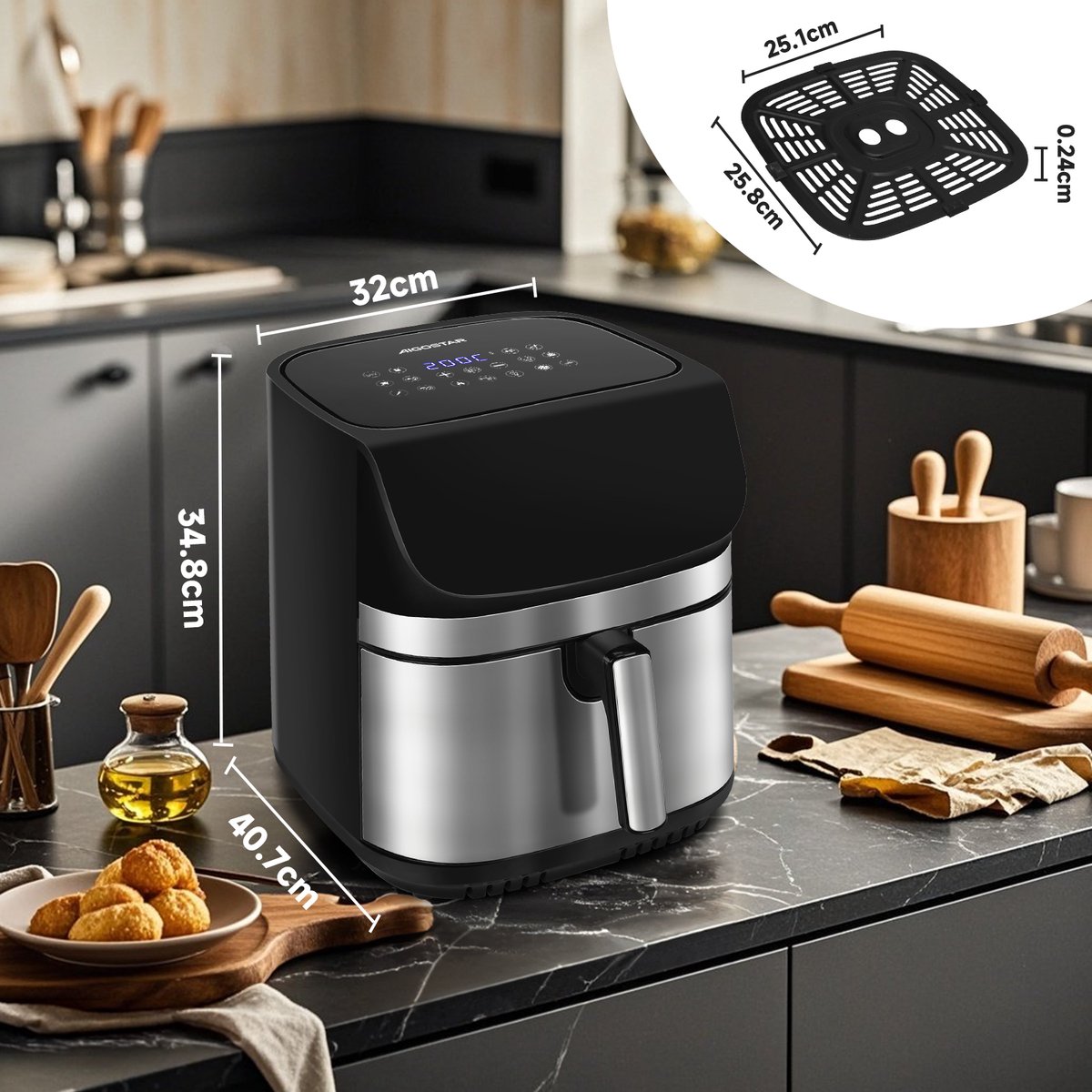 Airfryer XXL - heteluchtfriteuse - 8,8L - 2200W - Zwart