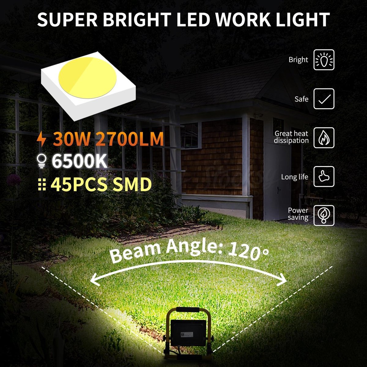 Aigostar LED Bouwlamp - IP44 Stootvast - 30W - 2700 lm - 6500K