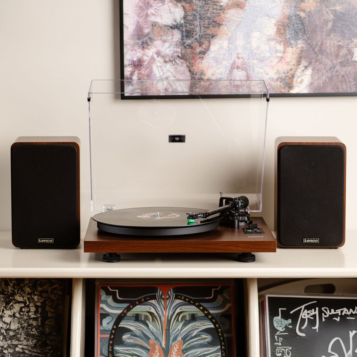 Lenco Platenspeler met Bluetooth - Twee externe Speakers - Ingebouwde Versterker - Lenco Expertise lijn - LS-600WA - Bruin •