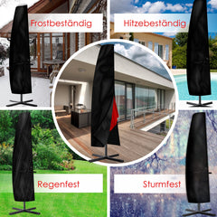 KESSER® Weersbestendige Parasolhoes - Afdekhoes Parasol - Parasolhoes met Rits - Beschermkap 3m Ø - Zwart