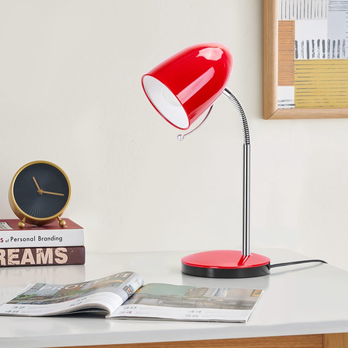 Tafellamp - Bureaulamp - Tafellamp slaapkamer - Rood - Aigostar