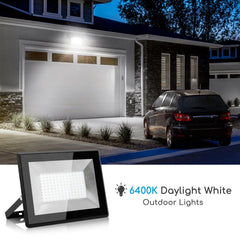 Aigostar 10CFS - LED Schijnwerper - Bouwlamp - Wandlamp - Buitenverlichting - 100W - 6400K - IP65 - Zwart
