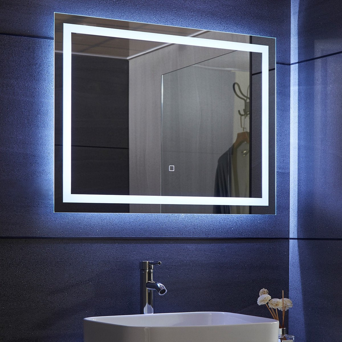 Badkamerspiegel met verlichting - Wandspiegel - 80x60 cm - Aquamarin