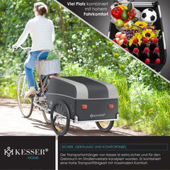 KESSER® Fietskar - Fietsaanhanger - Lichtgrijs / Antraciet