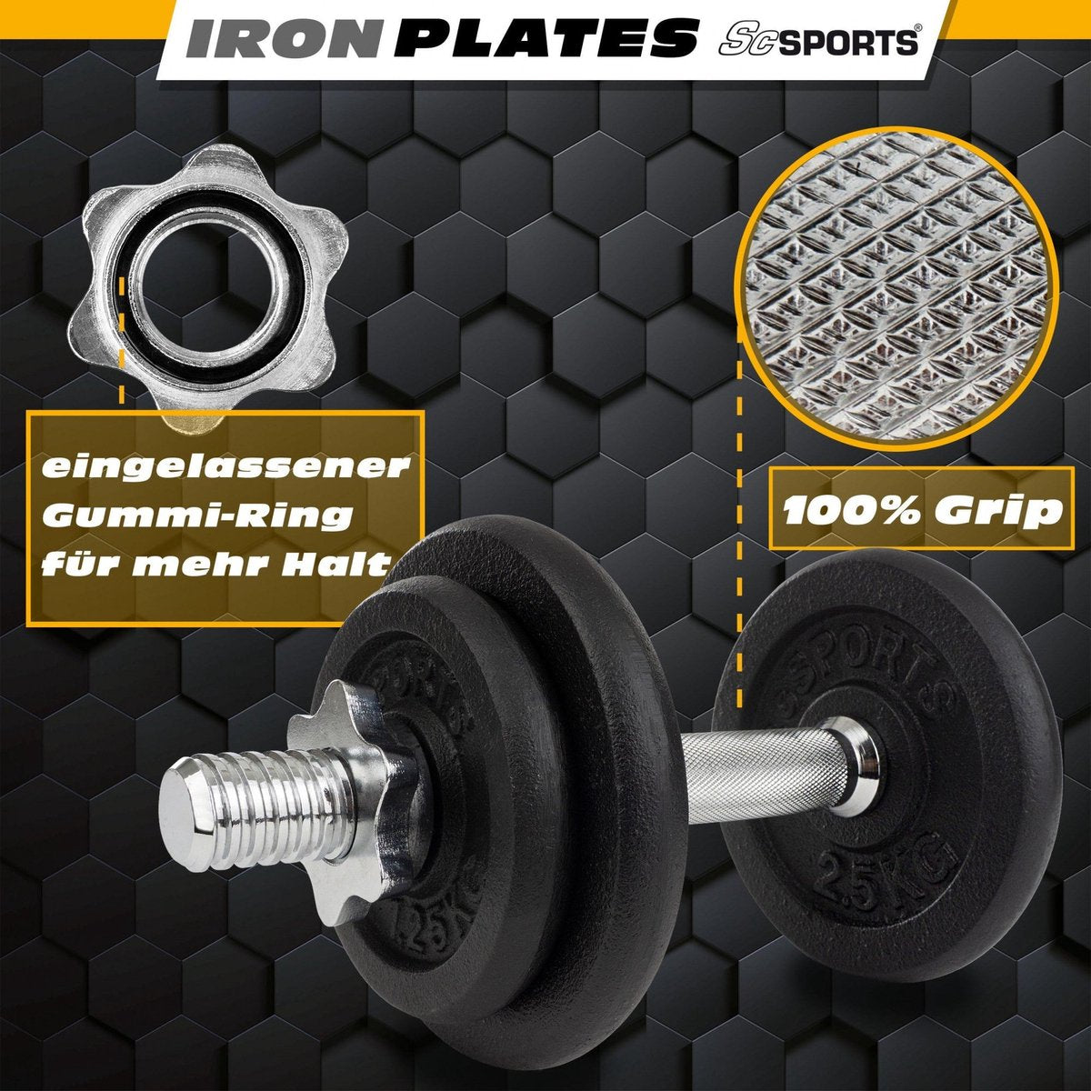 ScSPORTS® Halterset 10 kg - Dumbbells incl. handige koffer - Gietijzer - 30 mm - Gewichten •