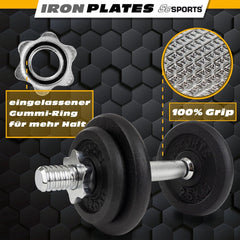ScSPORTS® Halterset 10 kg - Dumbbells incl. handige koffer - Gietijzer - 30 mm - Gewichten •