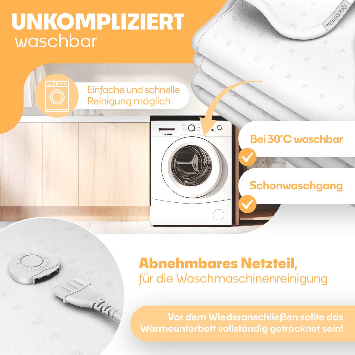 KESSER® Elektrische Onderdeken Warmtedeken met automatisch uitschakelende afstandsbediening | warmte deken met 3 temperatuurstanden | voor matrasverwarming | van zacht fleece - Wit met motief (160 cm x 140 cm)