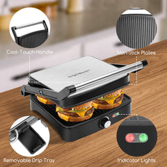 Tosti apparaat - Tosti ijzer - Contactgrill - Grill apparaat - 1800W - RVS - Aigostar