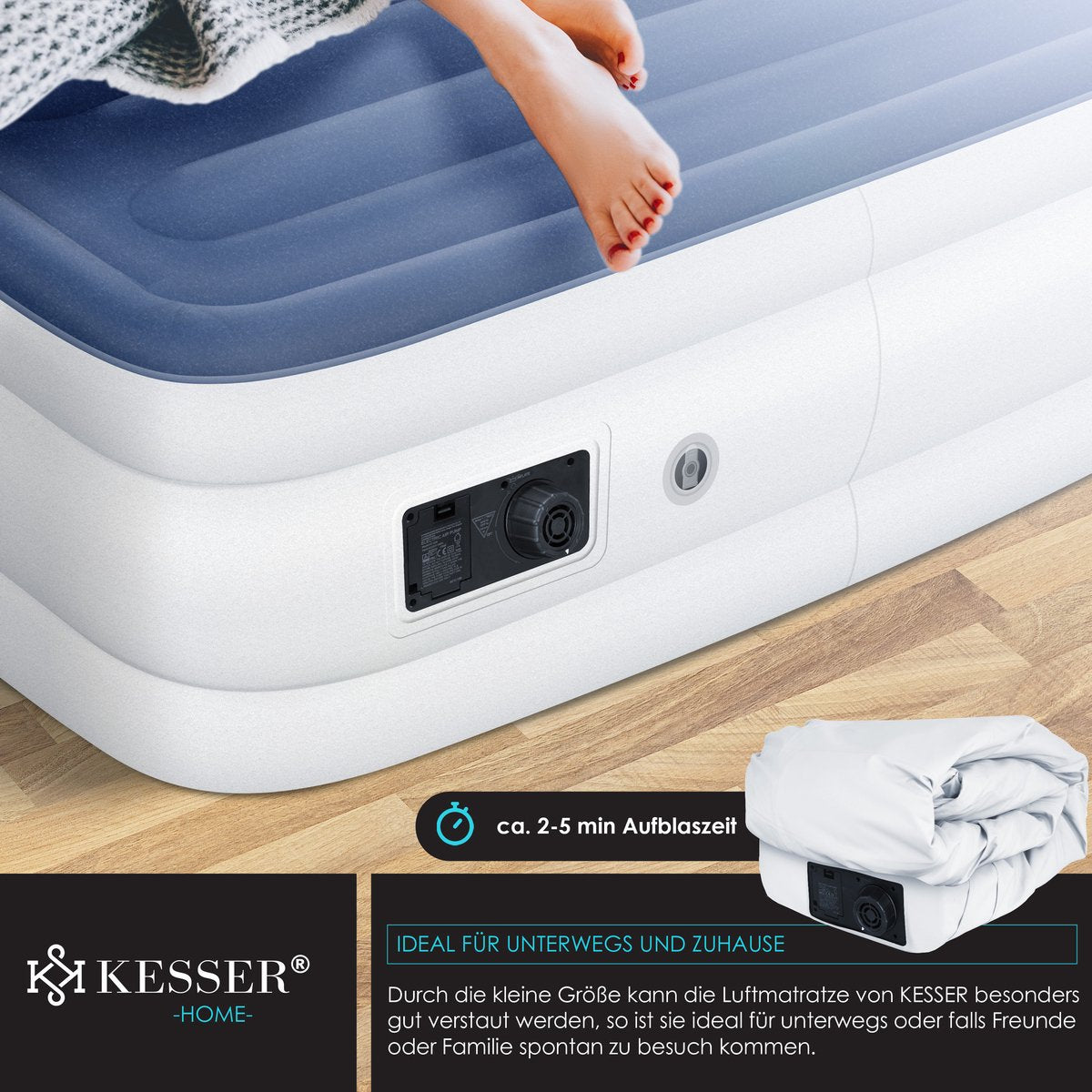 KESSER® Luchtbed - Opblaasbaar Matras - Elektrische Pomp - Wit •