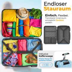 Reiskoffer met wielen - Handbagage - 55L - Blauw - KESSER®