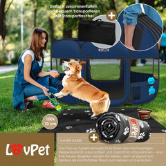 Puppyren - Hondenren- Dierenren - 64x125x125 cm - Blauw - LOVPET®