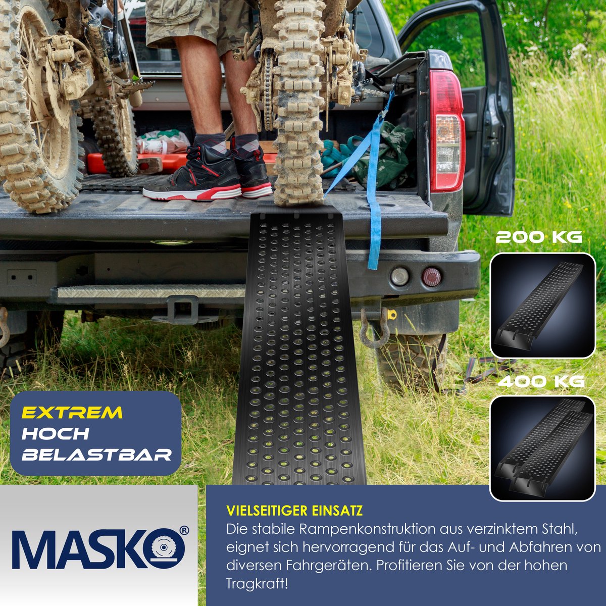 MASKO® 2X Oprijplaat - Antislip - 200kg per plaat - Zwart