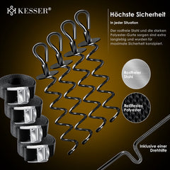 KESSER® 4x grondanker - Inc. Spanbanden - 40cm - RVS - Zwart