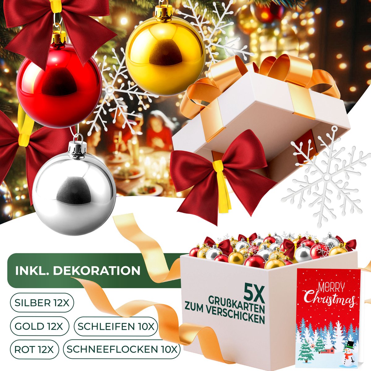 KESSER® Kerstslinger | Guirlande met 100 LED's warmwit Lampjes - Kerstversiering, Kerstguirlande LED verlichting voor Kerstboom en Binnen & Buiten, Kerstverlichting Slinger voor Kerstmis - Groen, 5M / 100 LEDs met afstandsbediening