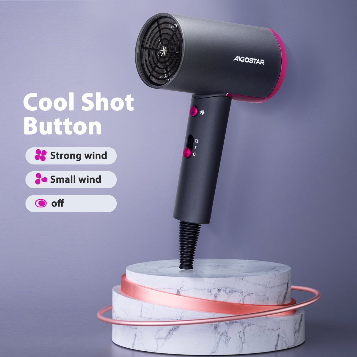 Aigostar Reisföhn - Haardroger - Ionische Fohn - 2200W