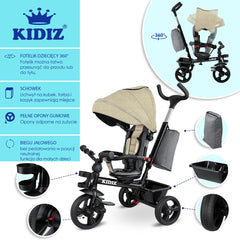 KIDIZ® 5in1 Kinderfiets - Loopfiets - Driewieler - Beige