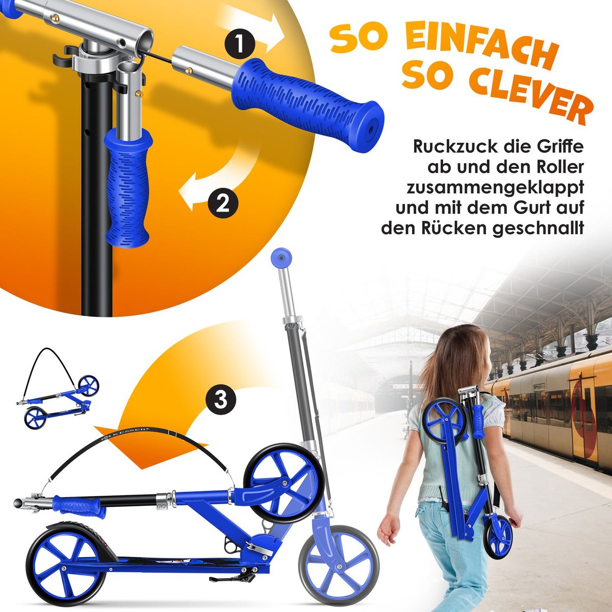 KESSER® Kinderstep - Opvouwbaar - Verstelbaar - Blauw •