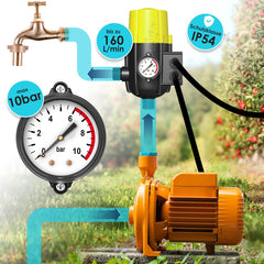 KESSER® Elektronische Drukschakelaar - Waterpomp Dompelpomp - Geel •