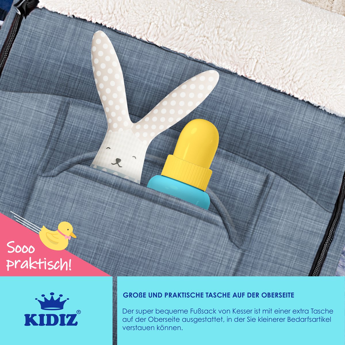 KIDIZ® Voetenzak voor Autostoeltje en Buggy - Baby Slaapzak - Jeans-Grijs
