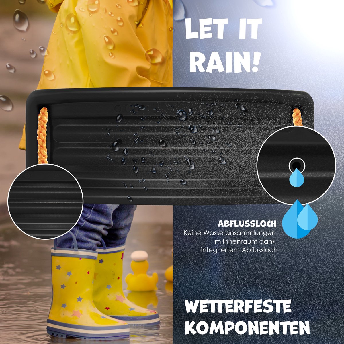 KIDIZ® Schommel Kinderschommel Set - Verstelbaar - Antislip - Zwart