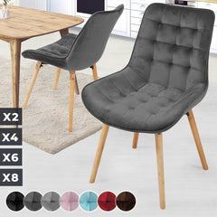 Eetkamerstoelen - Set van 2 - Fluweel - Donkergrijs - MIADOMODO®