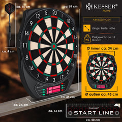 Elektrisch Dartbord - Met 15 darts - Klassiek met LCD - KESSER®