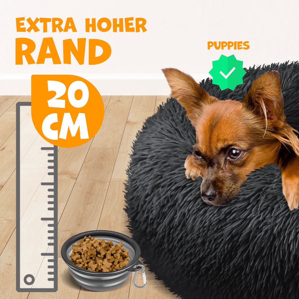 LovPet® Hondenbed - Hondenmand - 70x70cm - XL - Zwart •