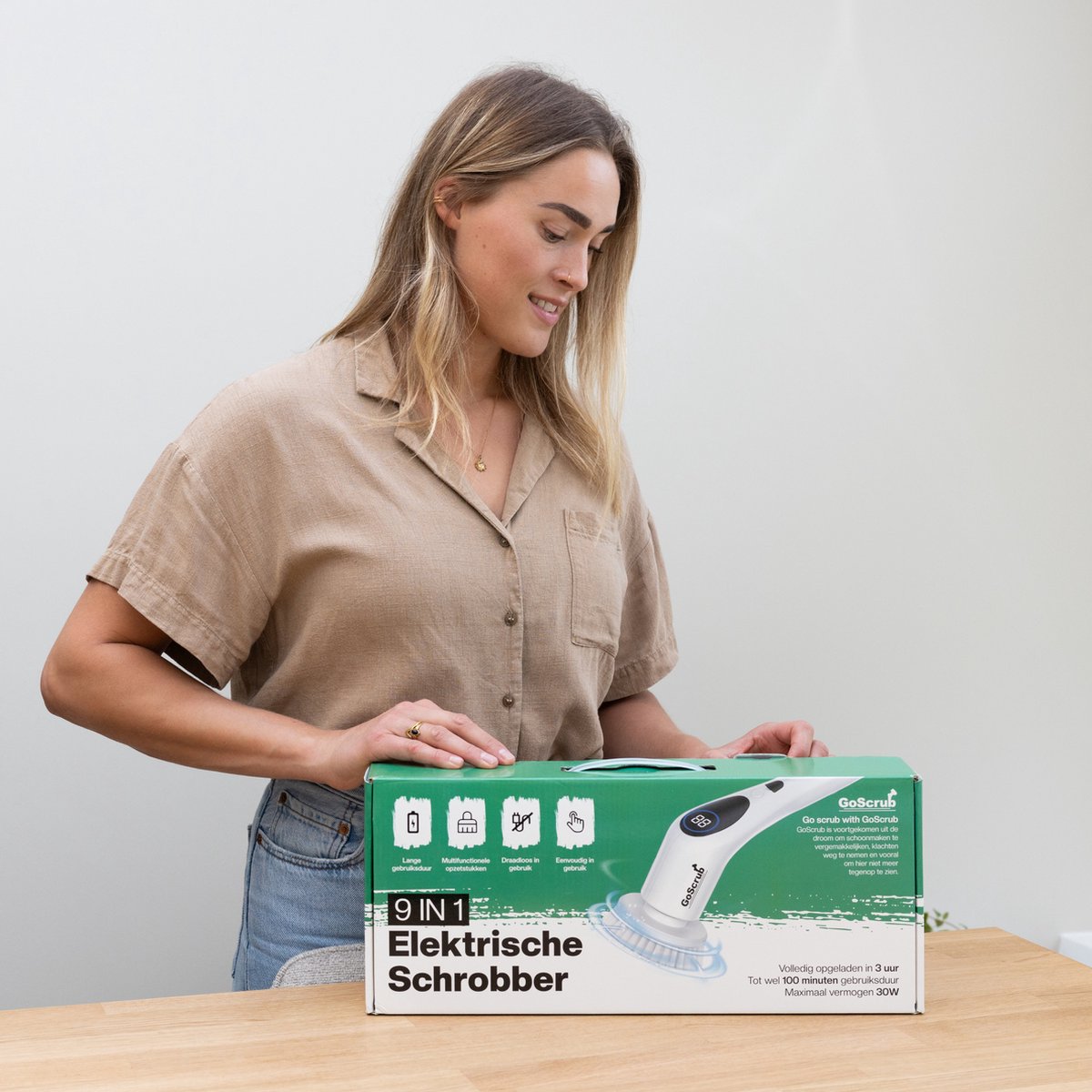 Elektrische Schoonmaakborstel – Elektrische Schrobber - Schrobborstel – Wit - V2 - GoScrub® •