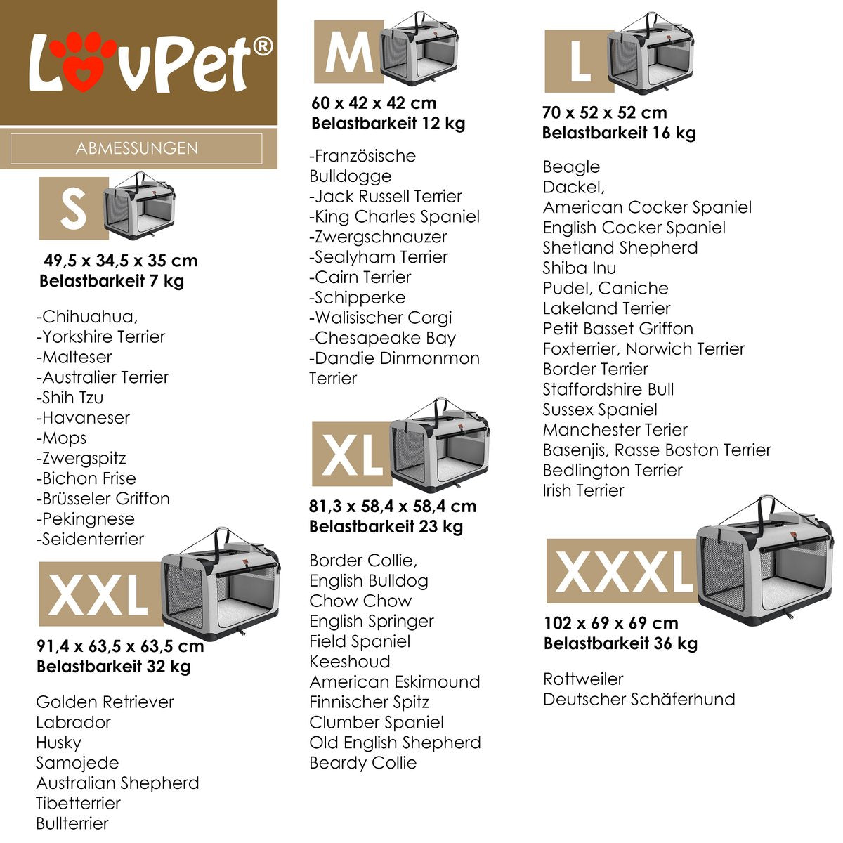 LOVPET® Hondenbench - Hondenbox - Transportbox - 81x58x58 - Lichtgrijs