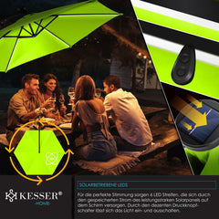 KESSER® Zweefparasol - LED Solar - 350cm x 350cm - Tuinparasol - Groen