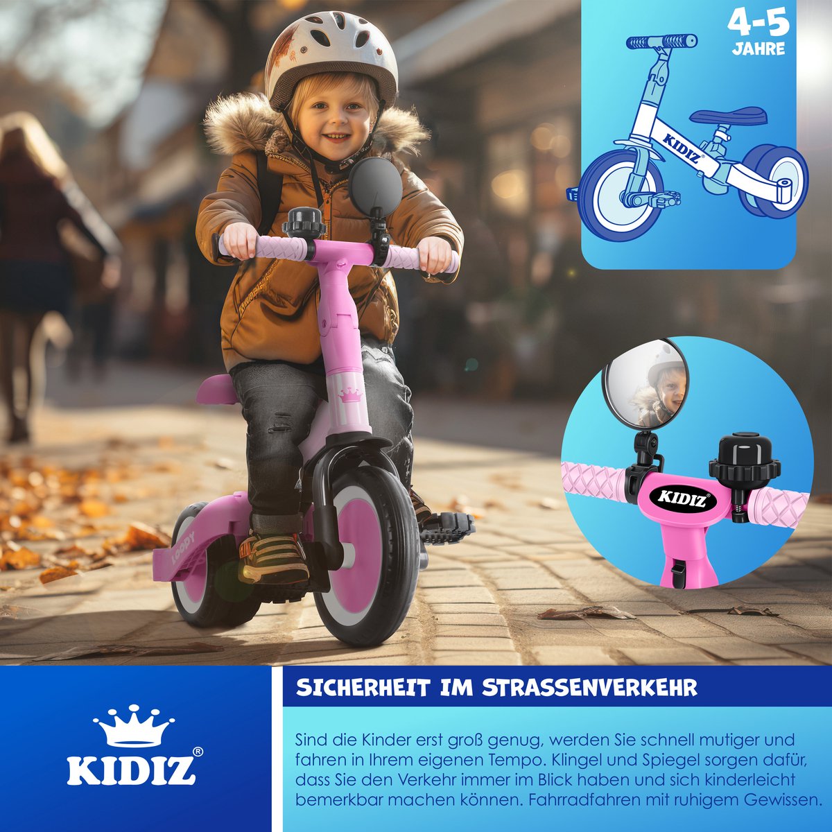 KIDIZ® Loopfiets 6in1 - Driewieler - Kinderfiets - 1-5 Jaar - Roze