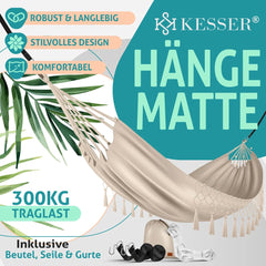 Kesser® Hangmat - Belastbaar tot 300kg - 320x150cm - Beige •