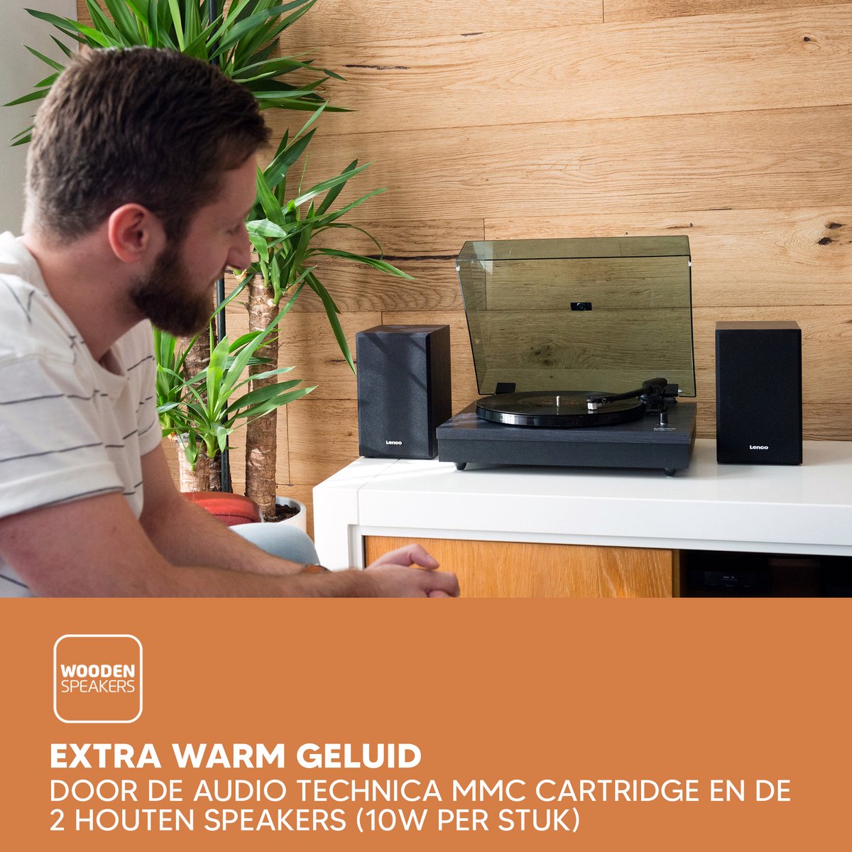 Lenco Platenspeler met Bluetooth - Twee externe Speakers - Auto-stop - LS-300BK - Zwart •