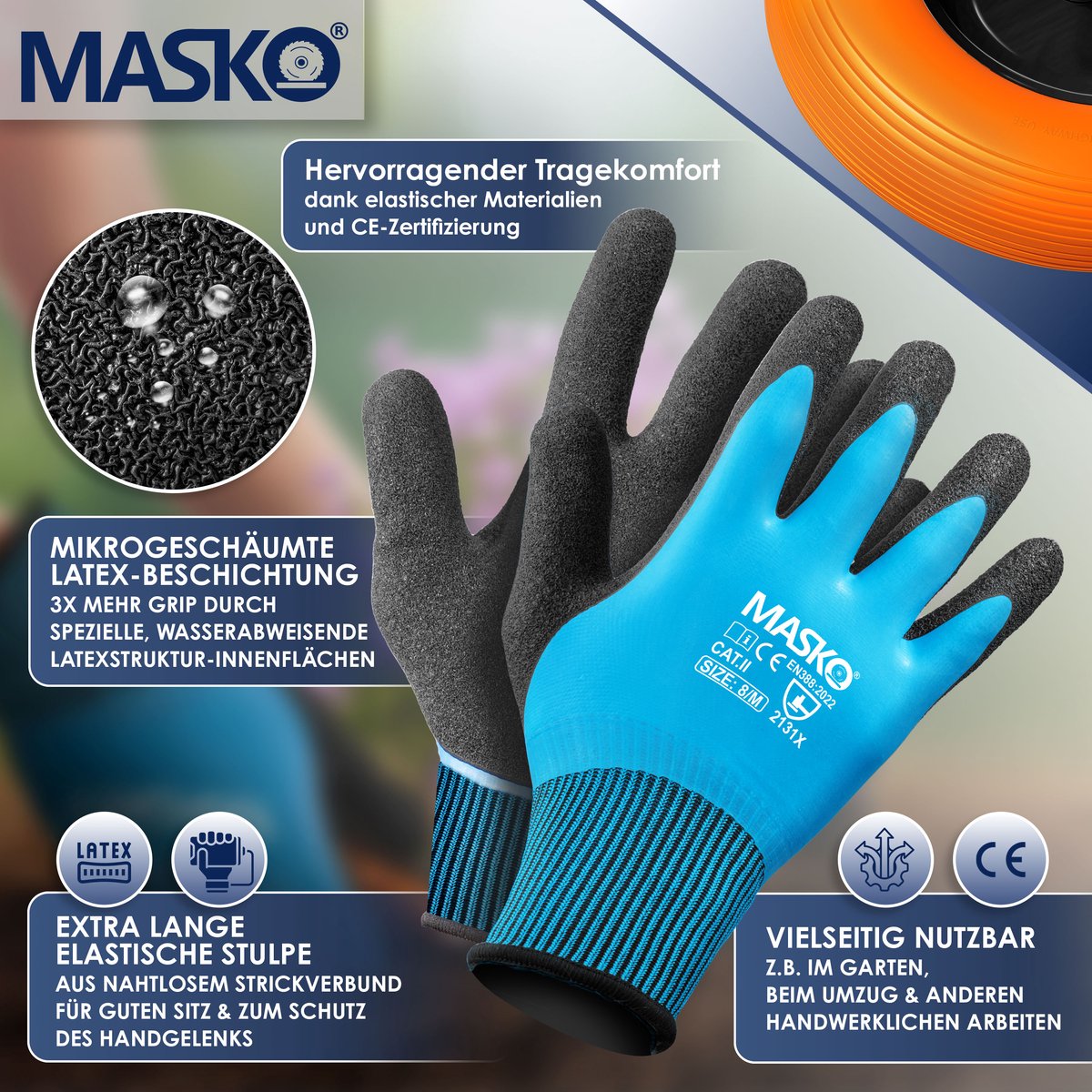 MASKO® Kruiwagenwiel Massief - 4.80/4.00-8 Ø 390mm - Oranje