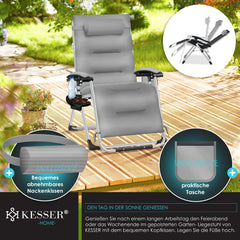 Tuinstoel - Ligstoel - Verstelbaar - Opvouwbaar - Grijs - KESSER®