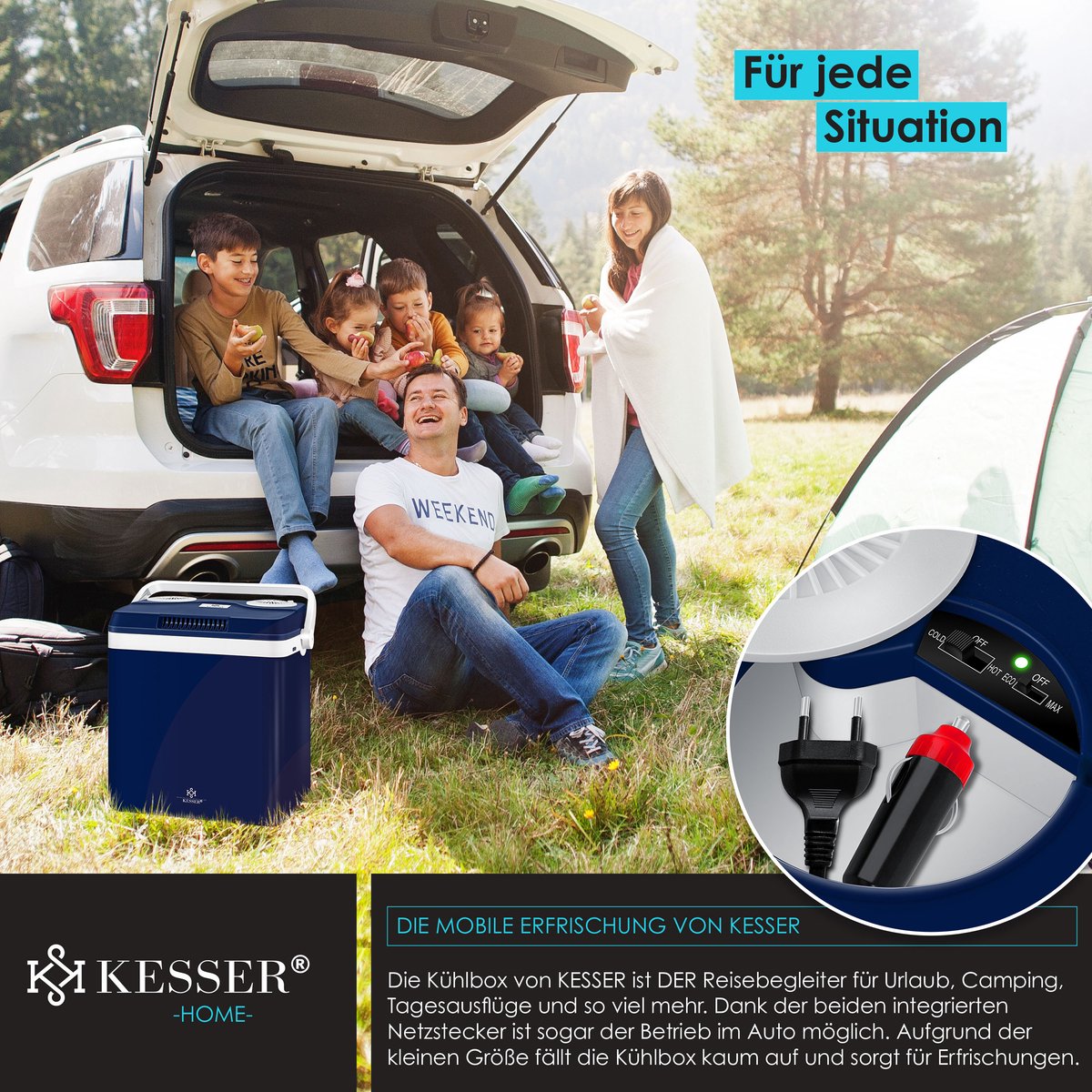 KESSER® Thermo-Elektrische Koelbox – 32L – 12V/230V – Marineblauw •