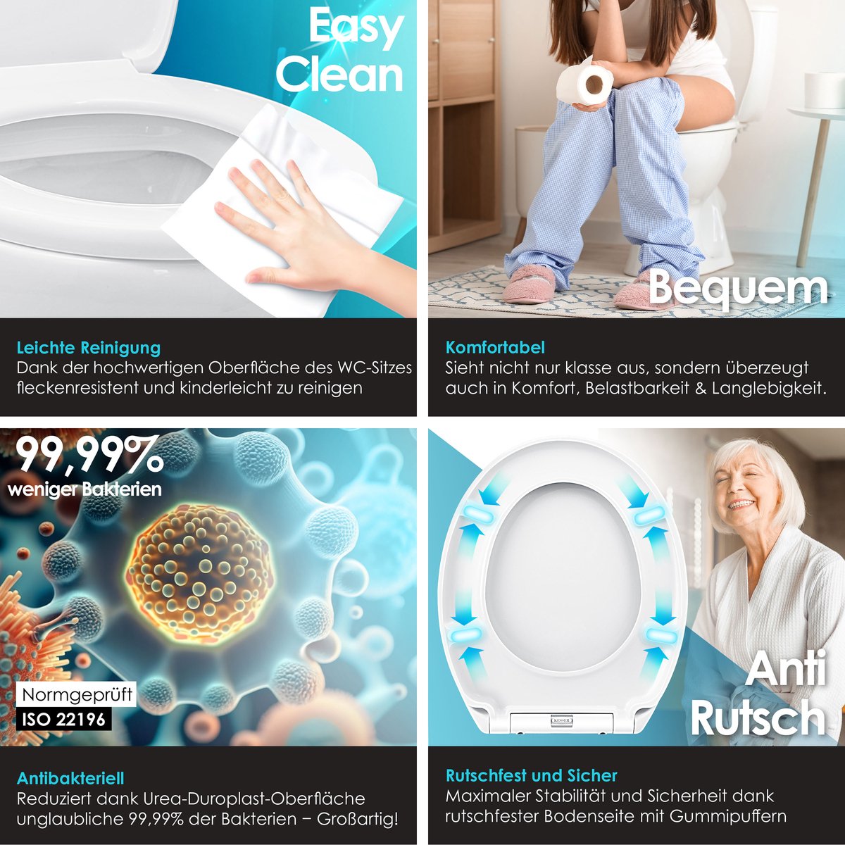 KESSER® WC bril met Soft Close Deksel - Toiletbril - Wit