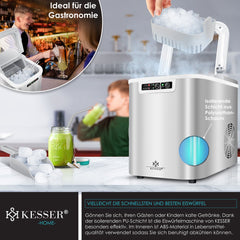 KESSER® Ijsblokjesmaker - Ijsblokjesmachine -12kg/24 uur - RVS - Zilver •