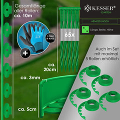 KESSER® Rollborder Flexibele Gazonrand kunststof Borderrand met grondankers + handschoenen, | hoogte: 5cm, lengte: 10m, 20m, 30m, 40m, 50m