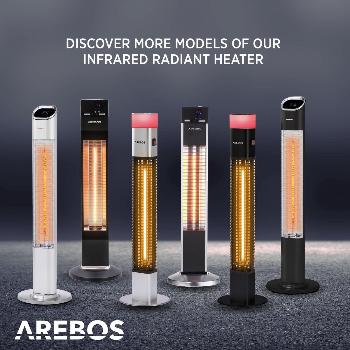 AREBOS Infrarood Verwarming - 2000W - Infrarood Kachel - Terrasverwarmer - Zilver